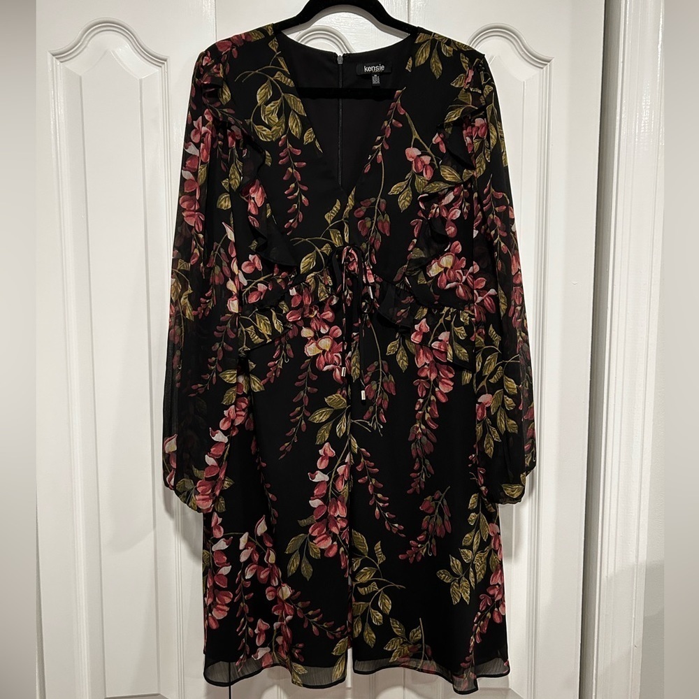 Kensie Floral and Ruffle Dress